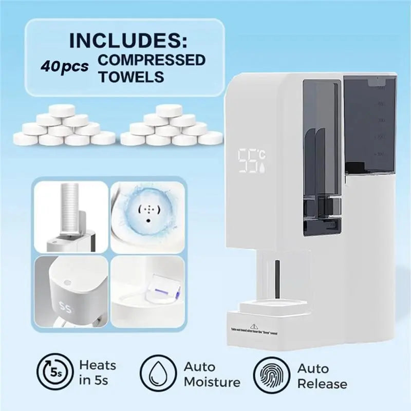 【NEW A39M】 Hot Face Towel Warmer Machine,Automatic Hot Towel Dispenser,131°F Adjustable Constant Temperature