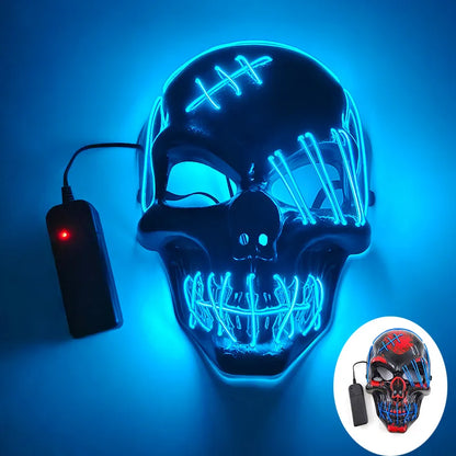 Evil Skull Mask Halloween Carnival Masquerade Haunted House Scary Decoration Cosplay Skeleton Scary Theme Party Light Up Mask