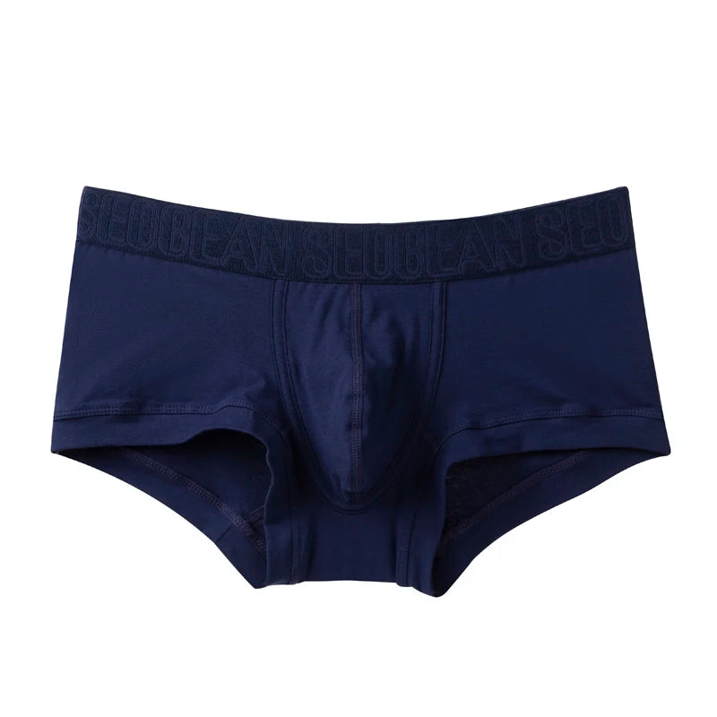 SEOBEAN Men's Breathable Cotton Boxer Shorts U-Convex Pouch Low-Waist Soft Stretch Underwear for Daily Casual & Intimate Wear
