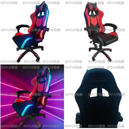 RGB LED Leather Gaming Chair Ergonomic Racing Office Seat with Massage Adjustable Swivel High Back Computer Gamer Furniture