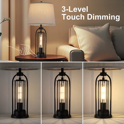 26 inch Desk Lamps Modern Dual LED lights up and down European Hardware base table lamp Hotel Guest Room Living Room Study Bedroom Bedside Decorative Lighting Lamps USB power interface