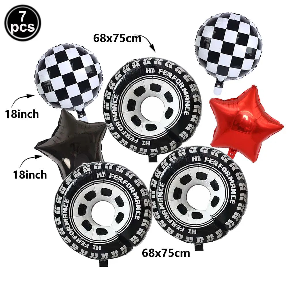 40'' Number Race Car Balloon Racetrack Balloon Truck Bike Wheels Tire Racing Car Theme Party Supplies Boys' Birthday Party Favor