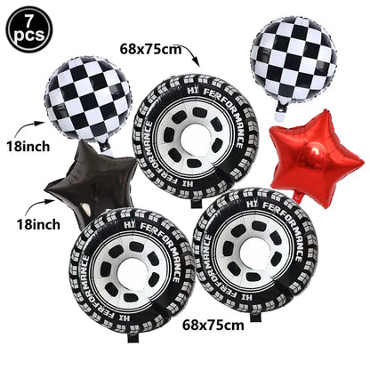 40'' Number Race Car Balloon Racetrack Balloon Truck Bike Wheels Tire Racing Car Theme Party Supplies Boys' Birthday Party Favor