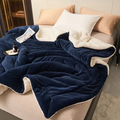 Flannel Sherpa Reversible Blanket, One Side Soft Flannel Other Side Cozy Sherpa Fleece, Lightweight Warm Throw for Sofa Travel