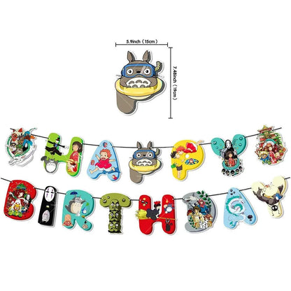 Hayaoed Miyazaki Latex Balloons Game Totoroed Cat Party Decoration Supplies Happy Birthday Banner Cake Topper Sticker Background