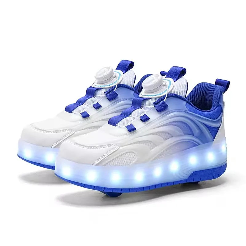 Children LED Flashing Luminous Two Wheels Roller Skate Shoes Kids Boys Girls Glowing Sport Sneaker Skateboard USB Charging Shoes