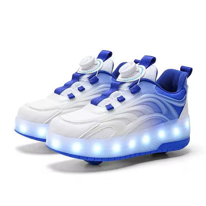 Children LED Flashing Luminous Two Wheels Roller Skate Shoes Kids Boys Girls Glowing Sport Sneaker Skateboard USB Charging Shoes