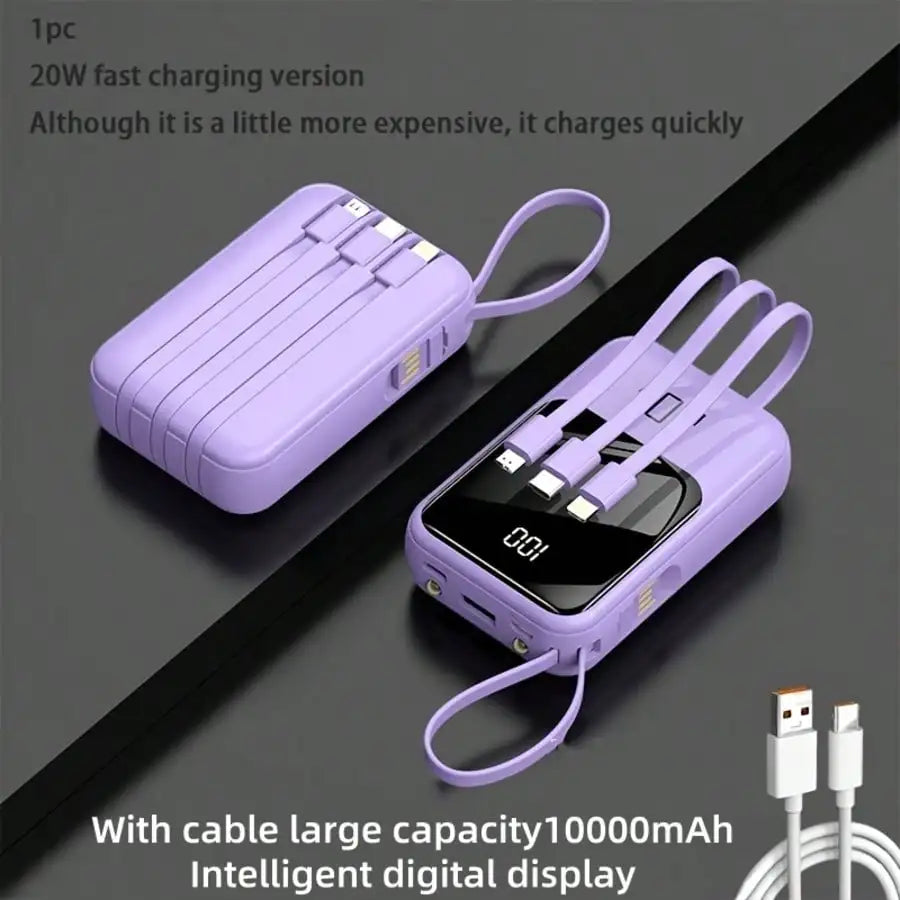 Slim Lightweight 10000mAh Fast Charging Power Bank, LED Digital Display Compact External Phone Charger, Multi-device Travel Backup Power, Thoughtful Present for Birthdays & Business Trips