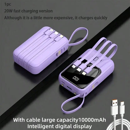 Slim Lightweight 10000mAh Fast Charging Power Bank, LED Digital Display Compact External Phone Charger, Multi-device Travel Backup Power, Thoughtful Present for Birthdays & Business Trips