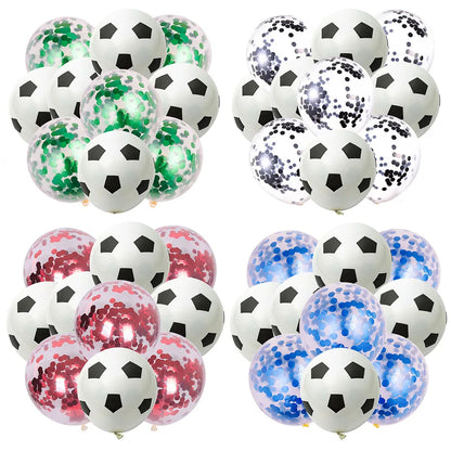10Pcs 12inch Soccer Balloons Red Blue Black White Confetti Football Latex Balloon Boy Soccer Birthday Party Baby Shower Decor