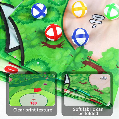Golf Chipping Game Mat For Kids Golf Putting Mat Set Mini Vertical Golf Hitting Mat Golf Dartboard Practice Training Aid Trainer