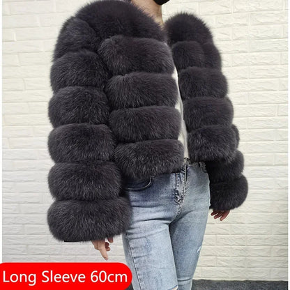 2023 Natural Real Fox Fur Coat Women Winter Warm Luxury Fur Jacket Detachable Long Sleeves Female Vest Furry Coats Outerwear
