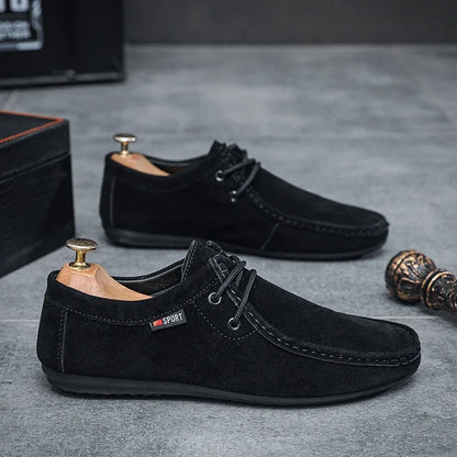 Men's Loafers, Lace Up Suede Work Shoes, 2025 New Formal Shoes, Outdoor Casual Walking Foot Covers Suitable for Lazy People