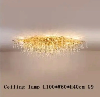 Luxury Gold Crystal LED Chandeliers Living Dining Room Bedroom Lighting Lustre Ceiling Pendant Lamps Indoor Villa Lights Fixture