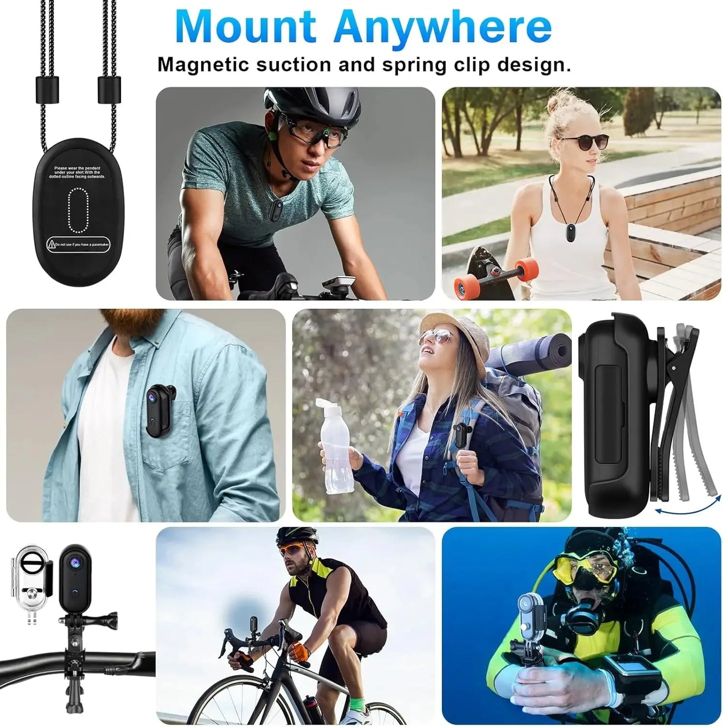 4K HD Motorcycle Mini Recorder Finger WIFI Action Camera Lightweight POV Motorcycle Road Sport Cam Bicycle Vlog Pet Body Camera