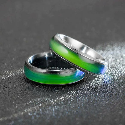 2 Colors Stainless Steel Changing Color Rings Mood Emotion Feeling Temperature Ring for Women Men Couples Ring Tone Jewelry Gift