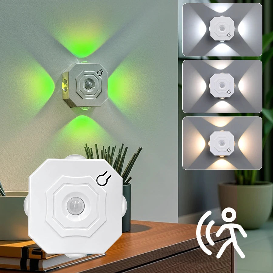 Rechargeable RGB LED Spotlight Motion Sensor Magnetic Wall Lights Night Spot Light for Bedroom Hallway Stairs Living Room Decor