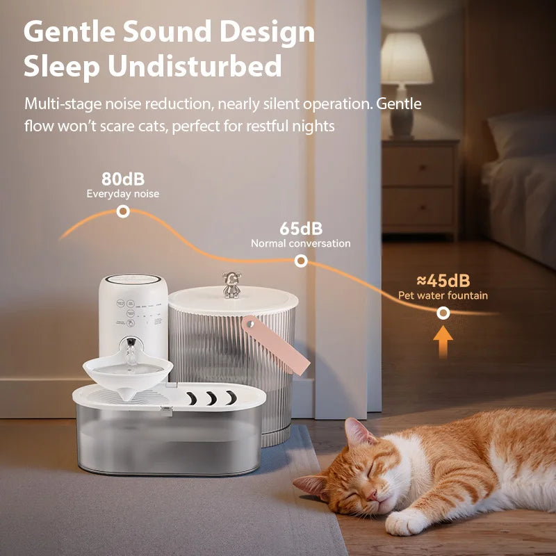 ROJECO Wireless Smart Pet Water Fountain Tilting 3L Cat Water Dispenser 2600mAh No-Filter Design Automatic Cat Fountain Drinker