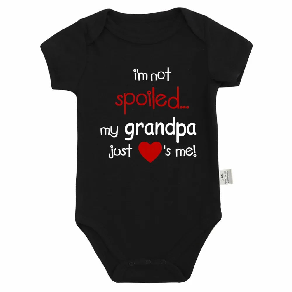 I'm Not Spoiled My Grandma Loves Me Baby Romper Crawling Clothes Triangle Onesies Newborn Baby Clothes Onesies for Babies