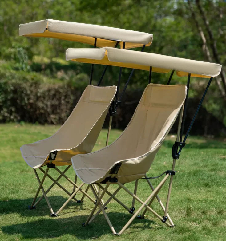 Outdoor umbrella folding chair, high back moon chair, sunshade with roof, portable fishing camping beach chair