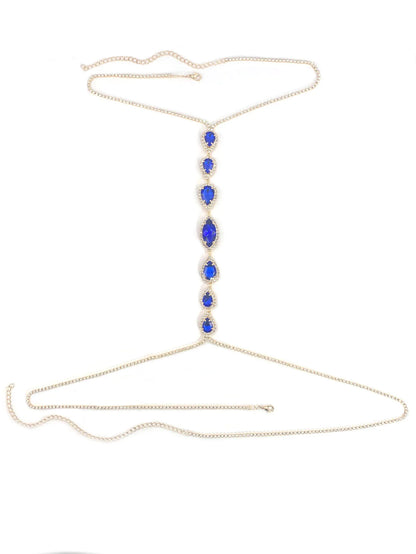 1pc Blue Droplet Fashion Body Chain Women's Chest Chain Summer Party Beach Accessories