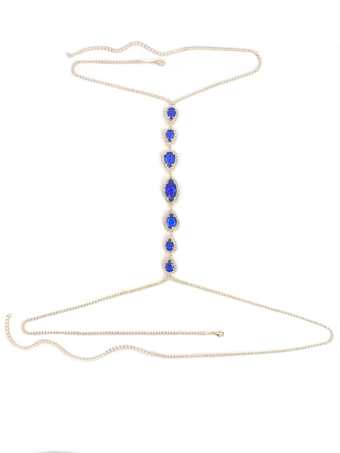 1pc Blue Droplet Fashion Body Chain Women's Chest Chain Summer Party