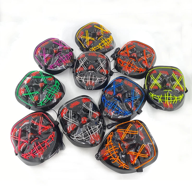 1 pcs Attractive Neon EL Wire Mask  More Colors For Choice Luminous LED Purge Mask Adult Cosplay Prop For Night Glow In The Dark