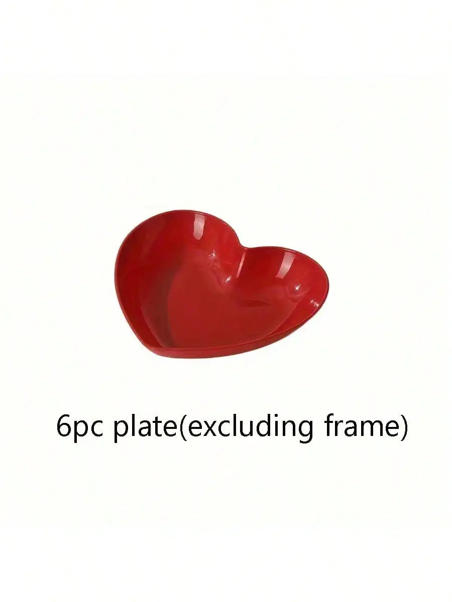 1/5/10/20pcs Plastic Heart Shaped Dinner Plate Set - Red And Pink Heart Themed Fruit Snacks Plate,Suitable For All Parties