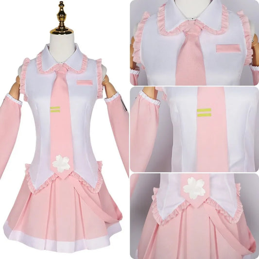 Miku Cosplay Costume Green Ponytail Wig Anime Virtual Singer Role Playing Uniform Girl Party Comic Con Outfits Tops Skirt Props