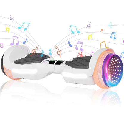 Commugo Electric Scooter All Terrain Self-Balancing Scooter with Bluetooth Speaker and LED Lights, 300W X 2 Hoverboard 7.5mph for kids adults
