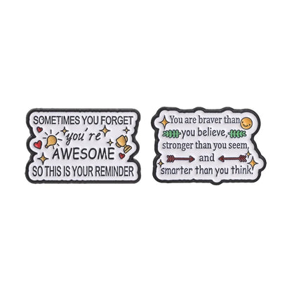 Motivational Quotes Cartoon Enamel Pin Reminder You're Awesome & You Are Braver Stronger Smarter Brooch Bags Lapel Badge Jewelry