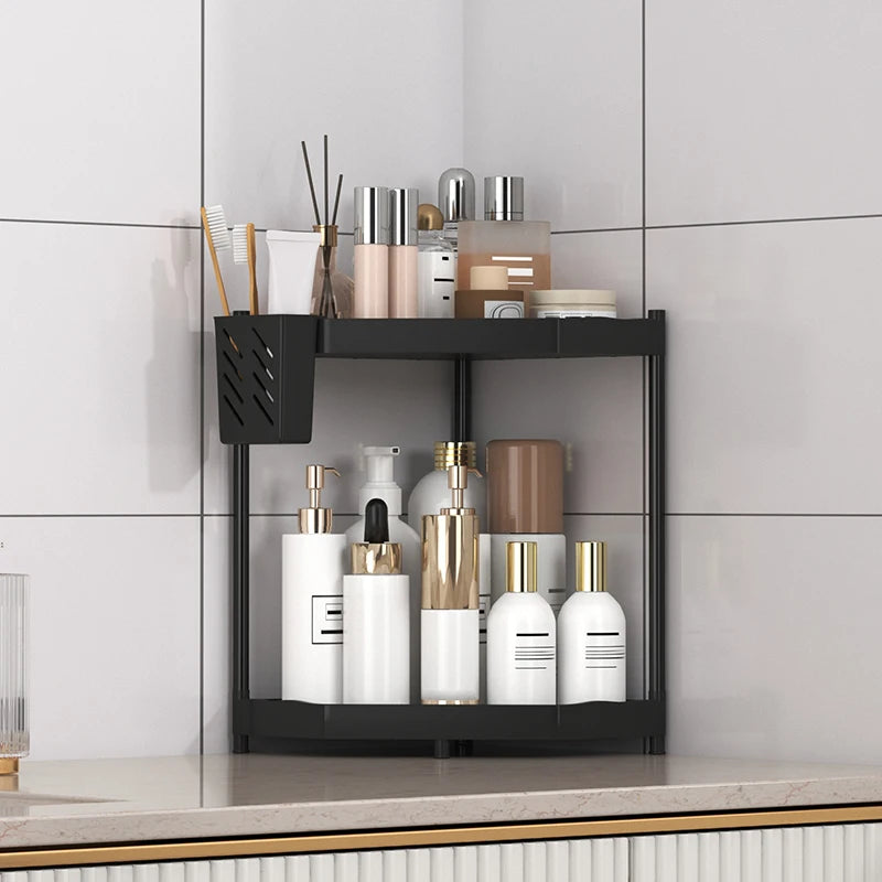 1PC Rust-Proof Corner Shower Triangle Rack 2/3 Tier Bathroom Organizer Shampoo Storage Shelf with Hooks for Bathroom Storage