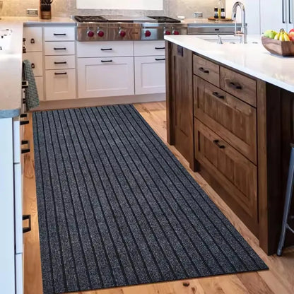 New 1pc Washable non-slip carpet, solid color striped kitchen door mat floor mat, suitable for bathroom, hallway, entrance,