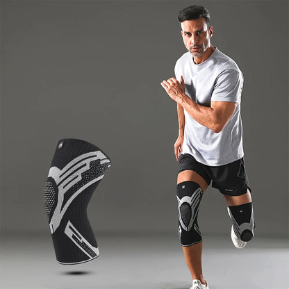 1 Pcs Compression Knee Support Sleeve Elastic Breathable Knee Pads Brace Springs Gym Sports Protector Basketball Volleyball Run