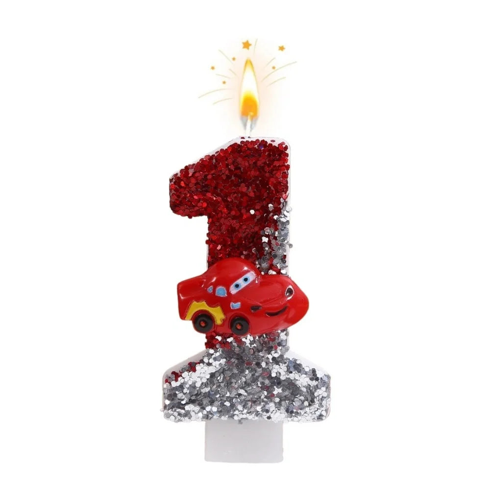 New 0-9 Number Birthday Candles Original Two-tone Sports Car Birthday Cake Digital Party Anniversary Candle Decoration
