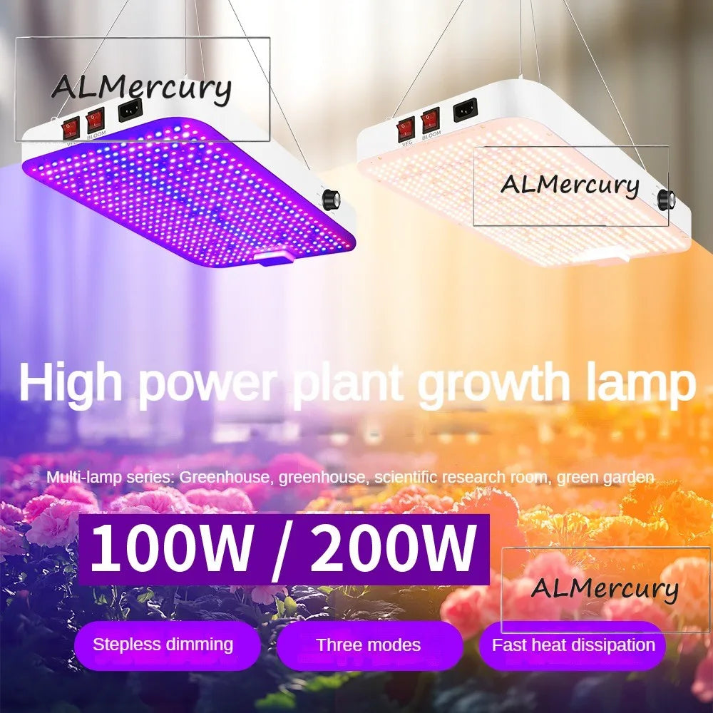 Full Spectrum LED Grow Light 200W  Waterproof for Greenhouse Indoor Plants Phyto Lamp for Seedlings Vegetables Flowers Growth