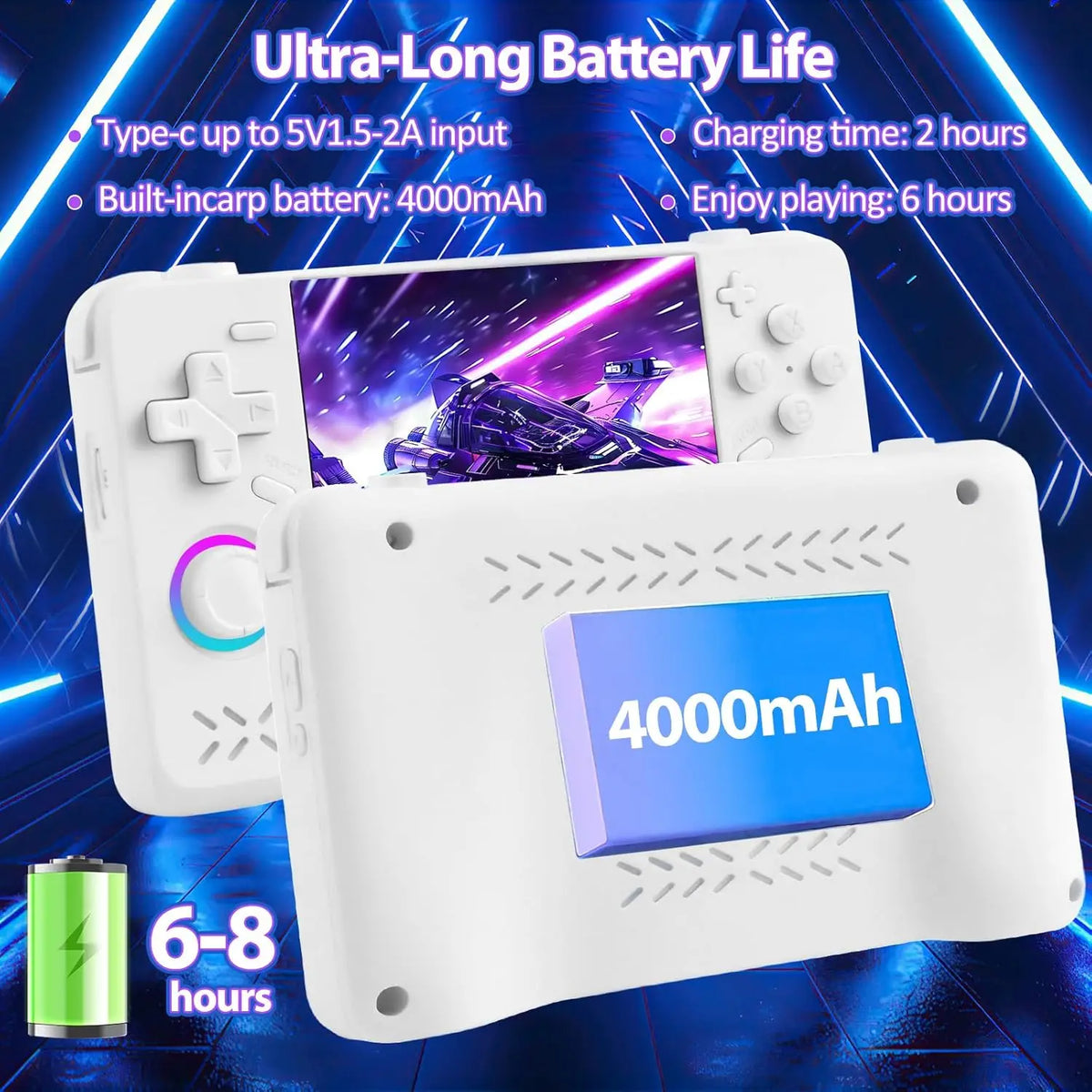 Upgraded XF40H Handheld Game Console Retro Gaming Console Preloaded Classic Games 4.0 Inch 4K HD IPS Screen Open Source Linux