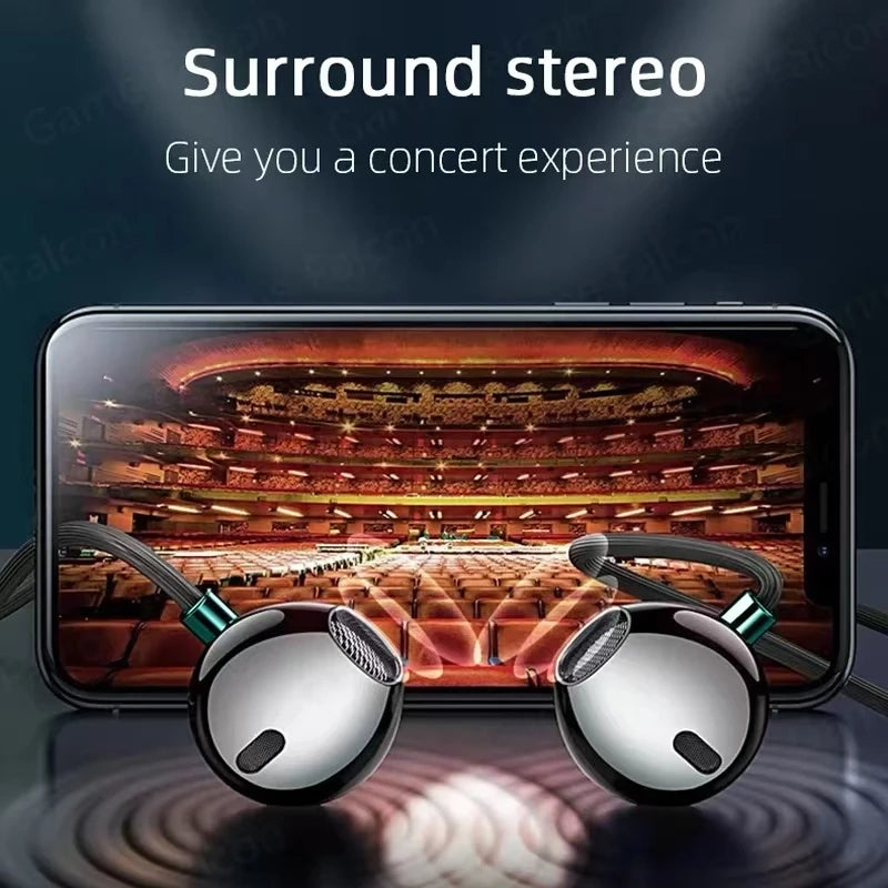 9D Surround Bass Type C&3.5mm Headphones Wried Control Headsets In HD Mic In-ear Earbuds For IPhone15/16/17 For Samsung Earphone