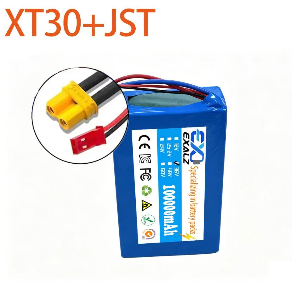36V Hoverboard Scooter Battery 10S2P 100Ah 18650 Rechargeable Lithium Pack for Skateboard Ultra Thin BMS XT60 Plug