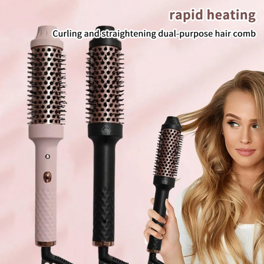 2 In 1 Hair Comb Ionic Hair Curler Hair Straightener Professional Curling Iron Heated Hair Styling Brush