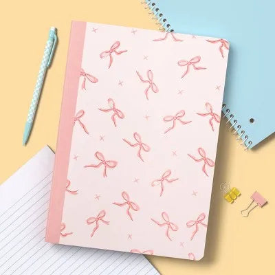 Wide Rule Bow Spot 7.5"X10.5" Composition Paper Notebook Light Terracotta Pink 9.75 Inch for Home Office School Essentials