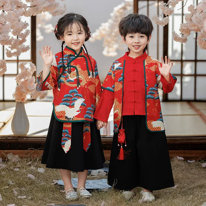 Fashion Hanfu Girl Suit Tang Costume Summer Chinese Style Boy Set Children's Sets Casual Kids Clothes Performance Baby Outfit