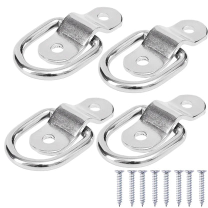 4~1Set D Rings Tie Down Anchors Ring Pull Hook Stainless Steel Lashing Ring Load Fit for Car Boat Cargo Trailer Vehicles RV Van