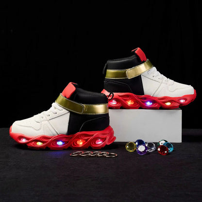 Shadow Shoes Sonic Shadow Shoes for Boys LED Light Up Sneakers Kids High Top Sport Shoes Red Black Casual Running Shoes