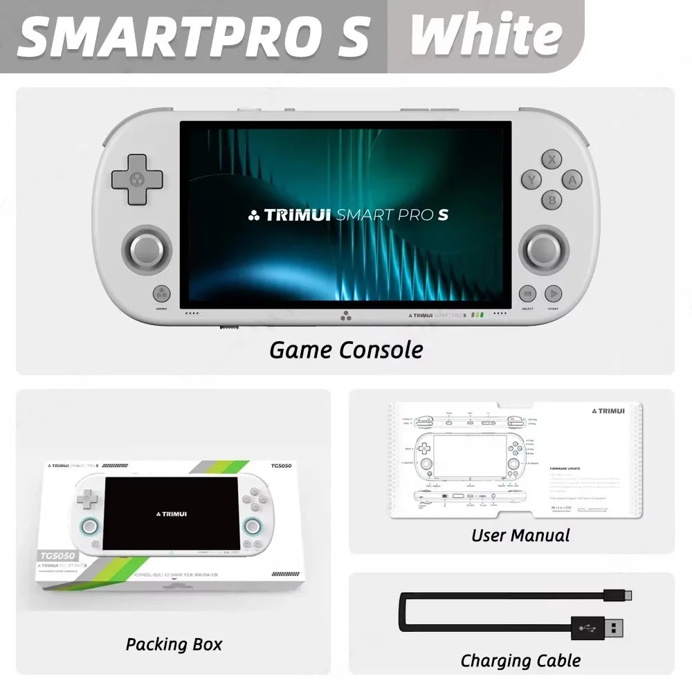 Trimui Smart Pro S Handheld Game Console 4.96'' IPS Screen Linux System Joystick RGB Lighting Retro Video Game Smartpros Gifts