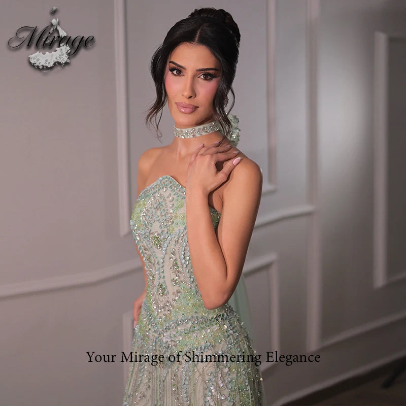 MIRAGE Luxury Mermaid Corset Party Dress Shinny Crystal Evening Dresses Tassel Celebrity Prom Dress robes de soiré Customized