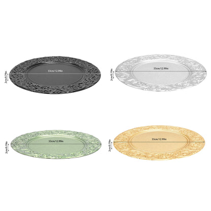 Charger Plates 100-Piece Set Round Reusable Serving Plates Gold Black Silver Green for Wedding Banquet Party Decor