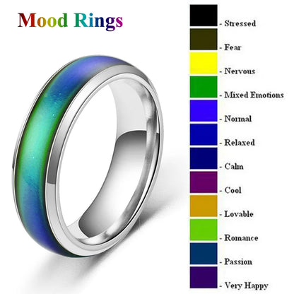 1pc Stainless Steel Mood Ring Changing Color Rings Emotion Feeling Temperature Ring For Women Men Couples Rings Fashion Jewelry