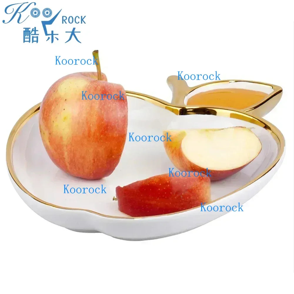20cm Jucaica Rosh Hashanah Apple Honey Dish, Ceramic Dessert Plate with Honey Jar, Jewish New Year tableware  Shana Tova