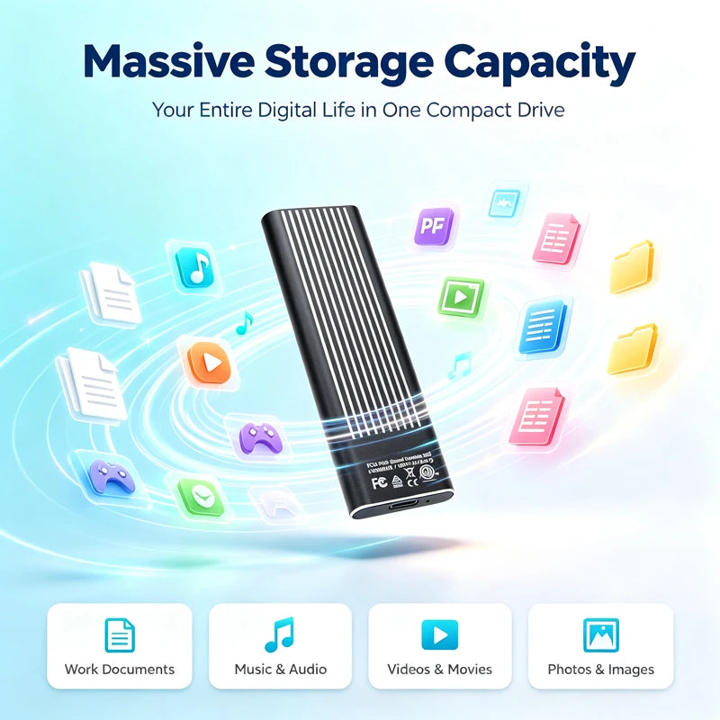Mini Portable SSD 12TB High‑speed Authentic High‑performance for Desktop PC Mac Surveillance Monitoring Video File Data Storage
